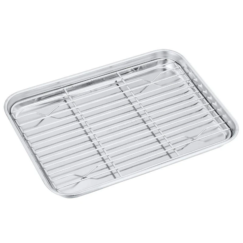 Baking Sheet and Cooling Rack Set Stainless Steel Cookie Healthy & Non Toxic Rustproof Easy Clean Dish | Дом и сад