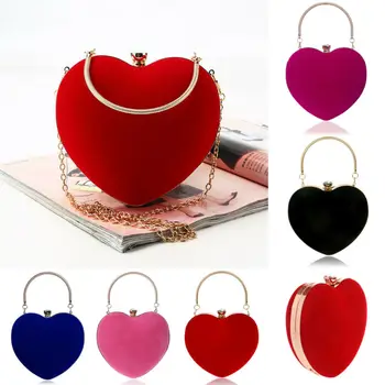

Fashion Heart Shaped Evening Clutch Bag Dinner Party Wedding Prom Ladies Wallet Mini Shoulder Handbag