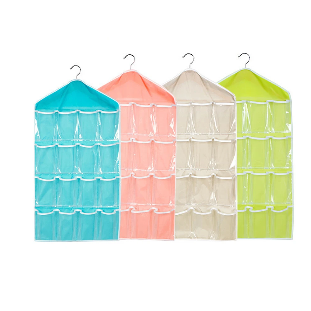 

Multifunctional Hanging Transparent Organizer Storage Bag Multiple Compartments Panties Socks Item Storage Holder
