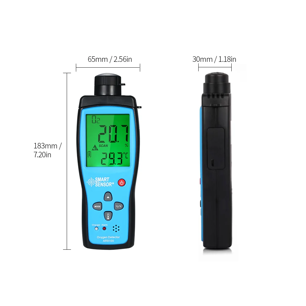SMART SENSOR Oxygen Meter Digital Portable Automotive O2 Gas Tester Monitor Detector Handheld Oxygen Meter
