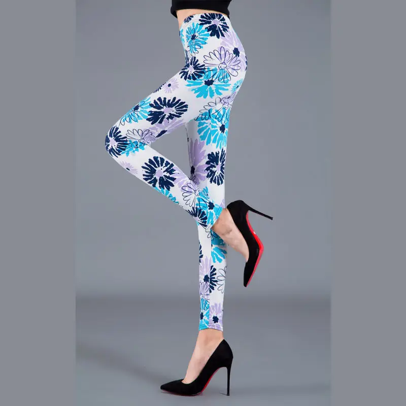 Women Floral Printed Exercise Colorful Peony flower Female Elastic Leggins High Waist Pants Push Up Trousers Fitness Leggings nvgtn leggings