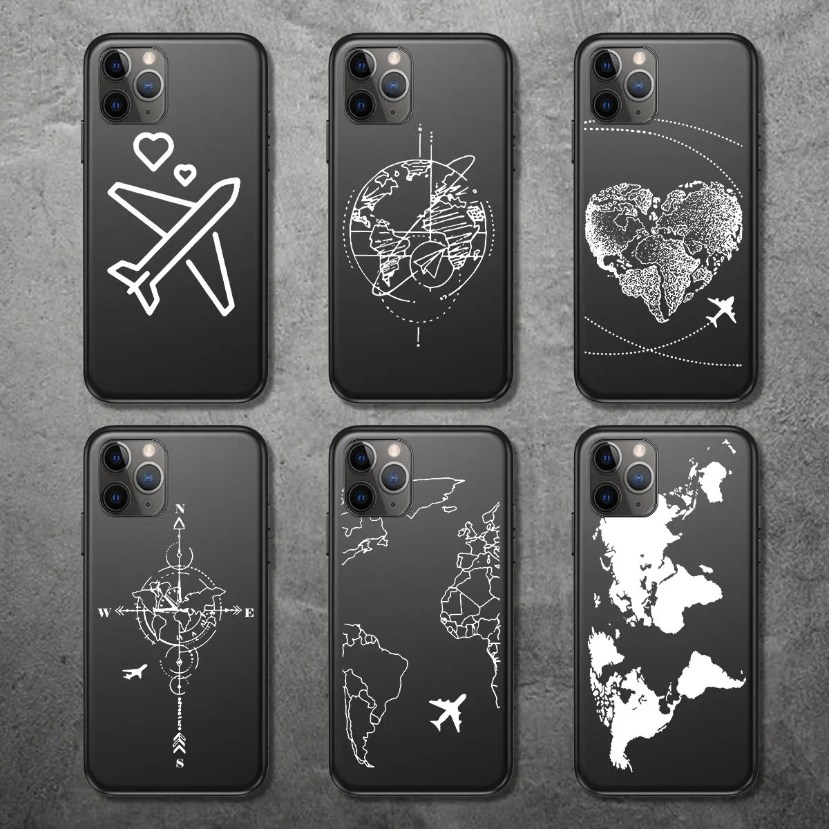 Ottwn Airplane Phone Case For iPhone 11 Pro XS Max 6 6S 7 8 Plus XR X 5 5S SE Cartoon Black World Map Love Soft TPU Back Cover Ottwn Airplane Phone Case For iPhone 11 Pro XS Max 6 6S 7 8 Plus XR X 5 5S SE Cartoon Black World Map Love Soft TPU Back Cover
