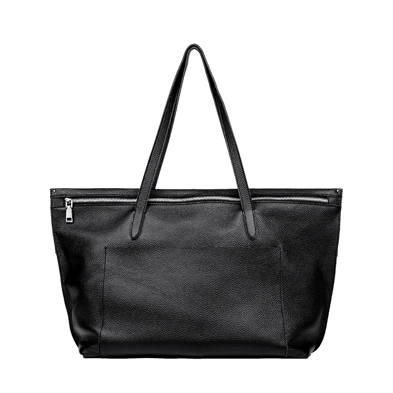 GIONAR Genuine Leather Tote Bags for Women Big Work Bag Premium Real Cow Leather Shoulder Bag Female Large Purses And Handbag - Цвет: Black
