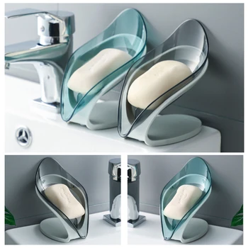 

Leaf Shape Soap Box Drain Soap Holder Box Bathroom Shower Soap Holder Dish Storage Plate Tray Bathroom Supplies Bathroom Gadgets