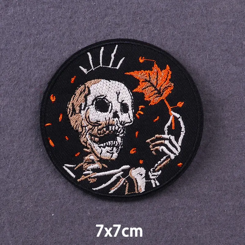 Fabric & Sewing Supplies for women Punk Skull Patches On Clothes Hippie Biker Clothing Thermoadhesive Patches Dress Badges DIY Embroidered Patch For Clothing Buckles & Hooks