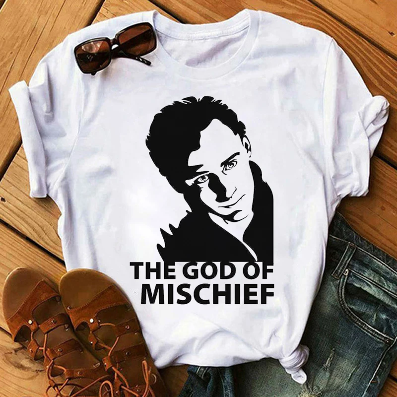 Super Hero Loki Letter Print T Shirt Women Funny God Of Mischief Loki Graphic Tees Shirt Summer Tops Cartoon T-Shirt Female graphic tees women Tees