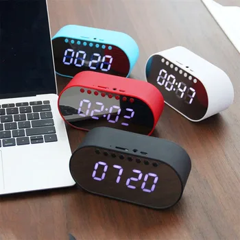 

Mini Bluetooth Speaker Portable Wireless Speaker LED Alarm Clock Radio Loudspeaker Support FM TFCard Flash Drive AUX Bass Box