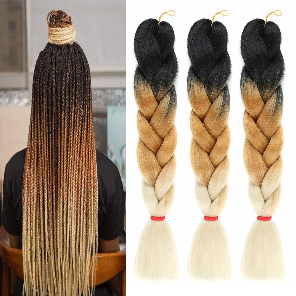 Natifah Jumbo Braiding Hair Kanekalon Synthetic Pre Stretched 100g 24 Inch For African Extensions Braid Bug Color |