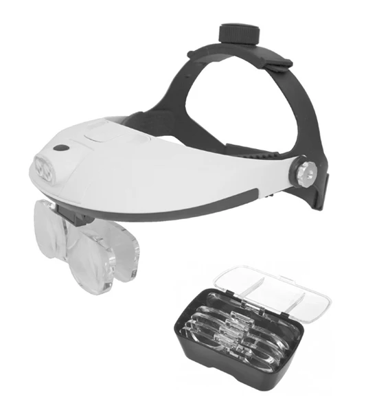 Лупа Kromatech налобная 1/2/3/4/5/6x, с подсветкой(2 LED) MG81001-H