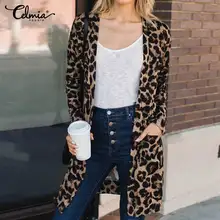 Размера плюс S-5XL Celmia Новая модная Осенняя Женская Обувь кимоно, кардиган с открытыми плечами короткое спереди и длинное с длинным рукавом трикотажные свитера Pull Femme