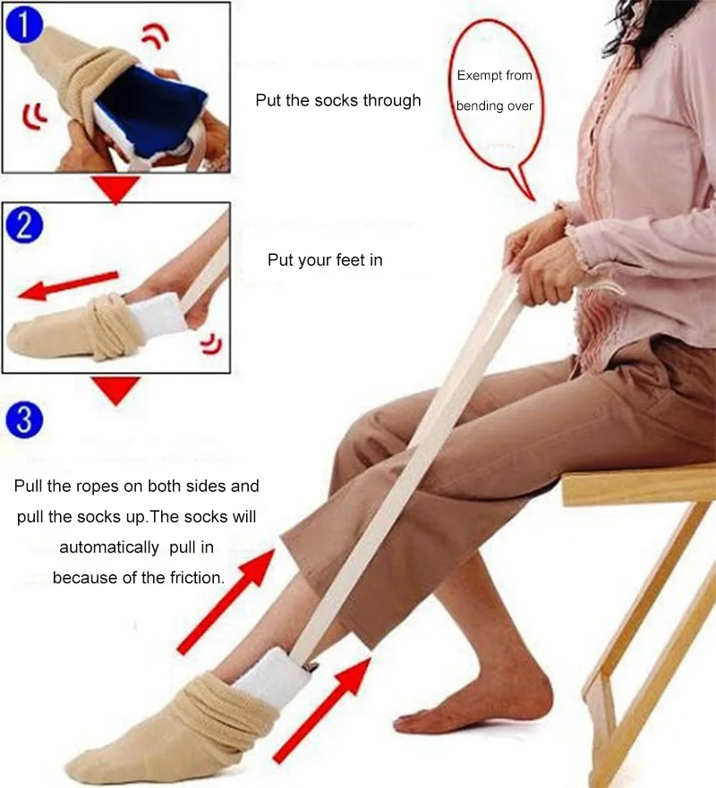 

Convenient Flexible Sock and Stocking Aid-Help Put Socks On Mobility Disability Aid Foot Care Tool For Pregnant Mothers