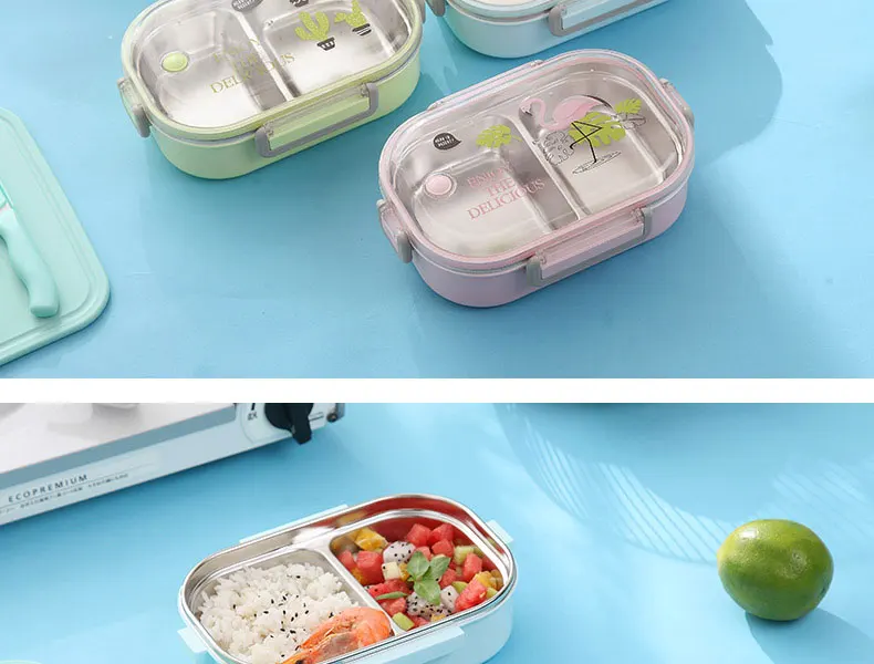 Ланч-бокс из нержавеющей стали с отсеком Ланч-бокс Bento коробки для детей, контейнер для еды, портативная японская посуда
