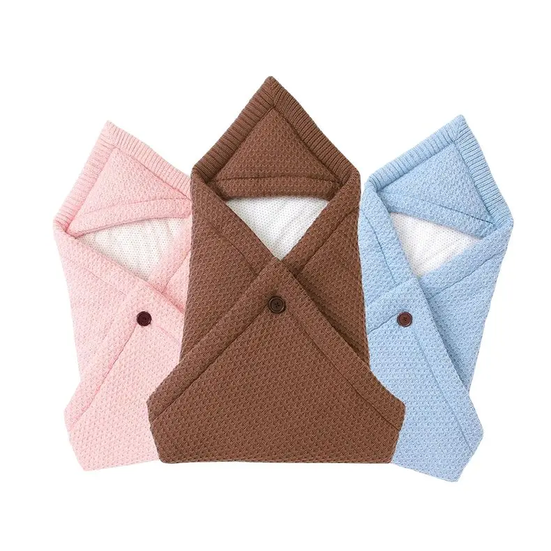 

Solid Color Envelope Soft Warm Anti-kick Wrap Swaddling Newborn Baby Knitting Sleeping Bag Button Swaddle Blanket Accessories