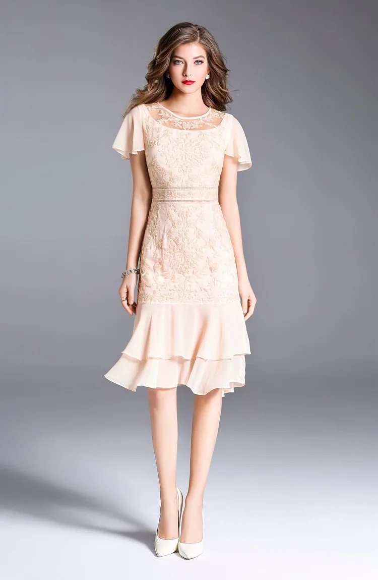 Package hip Lace dresses NEW luxury spring summer office work woman Plus Size XXL Clothing O-Neck Embroidery Mermaid Party Dress
