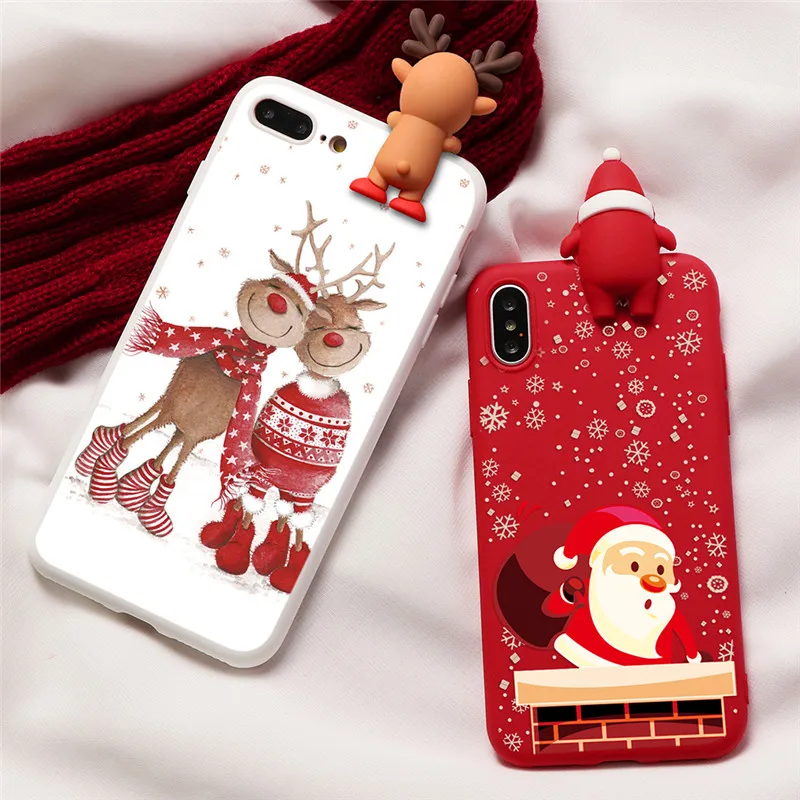 Мягкий чехол из ТПУ с рождественским оленем для iPhone 11 Pro XS MAX XR X 8 7 6 6S Plus 5 5S SE матовый чехол 3D с Санта Клаусом полярным медведем