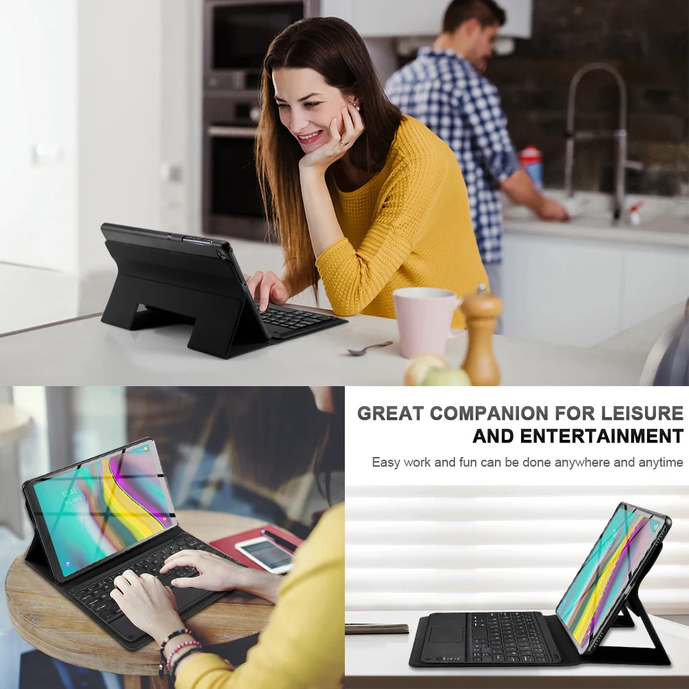 For Samsung Galaxy Tab S5e 10.5 Tablet Magnetic And Detachable Touch Bluetooth Keyboard Protective Cover With Leather Case