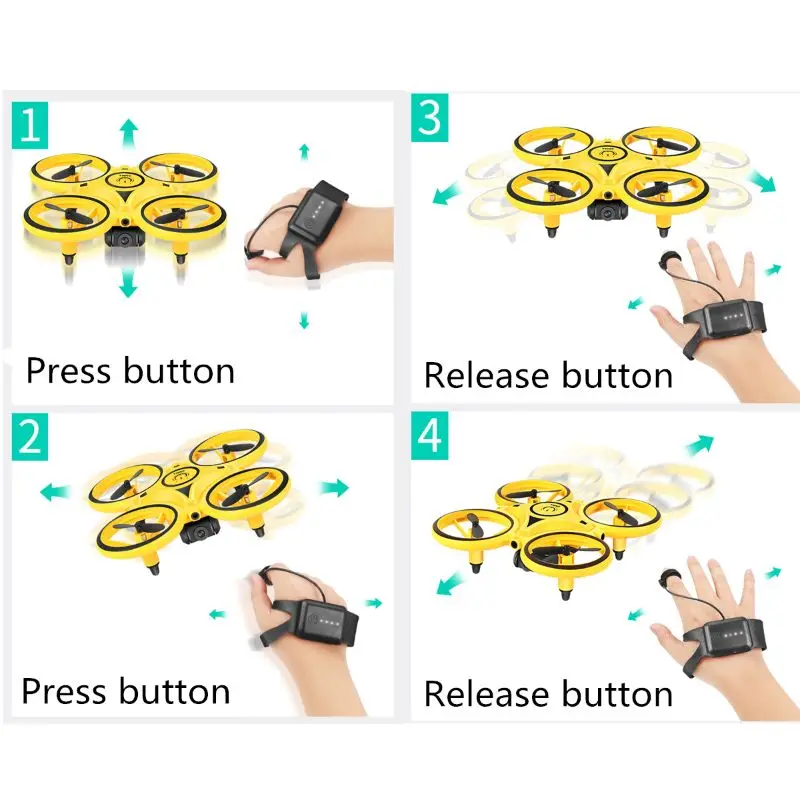 Interactive Induction Drone Toys Quadcopter LED Light RTF UAV Aircraft Intelligent Watch Remote Control UFO Drone Children Gift