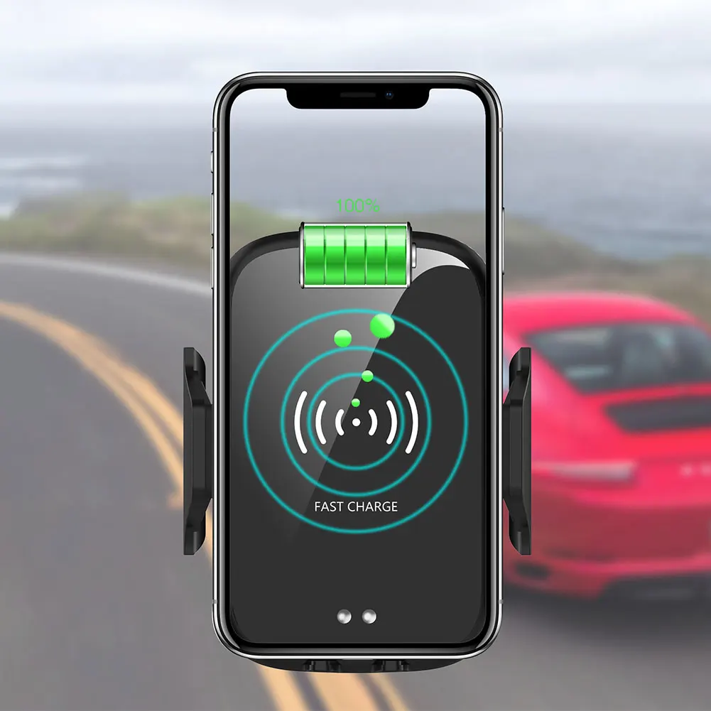 Qi Беспроводное Автомобильное зарядное устройство для Iphone Xs Max samsung S10 Smart инфракрасный беспроводной зарядный Быстрый Автомобильный держатель для телефона