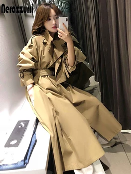 

Nerazzurri White long trench coat for women raglan sleeve sashes Khaki skirted plus size clothes for women 4xl 5xl 6xl fashion