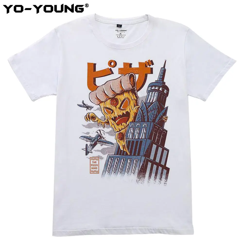 Funny Pizza T Shirt Unisex 100% Cotton Summer T-shirts Attcak Digital Print Shirts Streetwear Customized | Мужская одежда