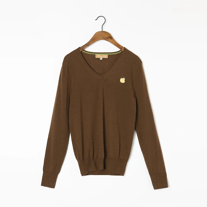 

100 Cashmere Sweater Women Worsted Yarn Extra Thin Brown Embroidery Sweaters Warm Soft Solid Natural Fabric High Quality