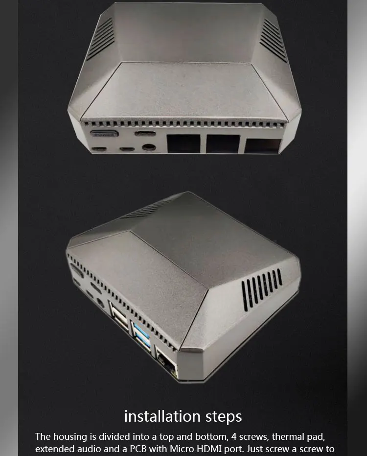Красивый алюминиевый чехол для Raspberry Pi 4, чехол, легко крепится, многофункциональный, быстрый отвод тепла