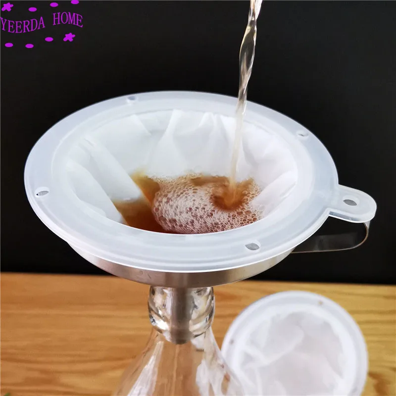 304 stainless steel funnel and milk traditional Chinese medicine oil white wine boiled water 200 300 400 450 mesh nylon filter stainless steel filter filter mesh