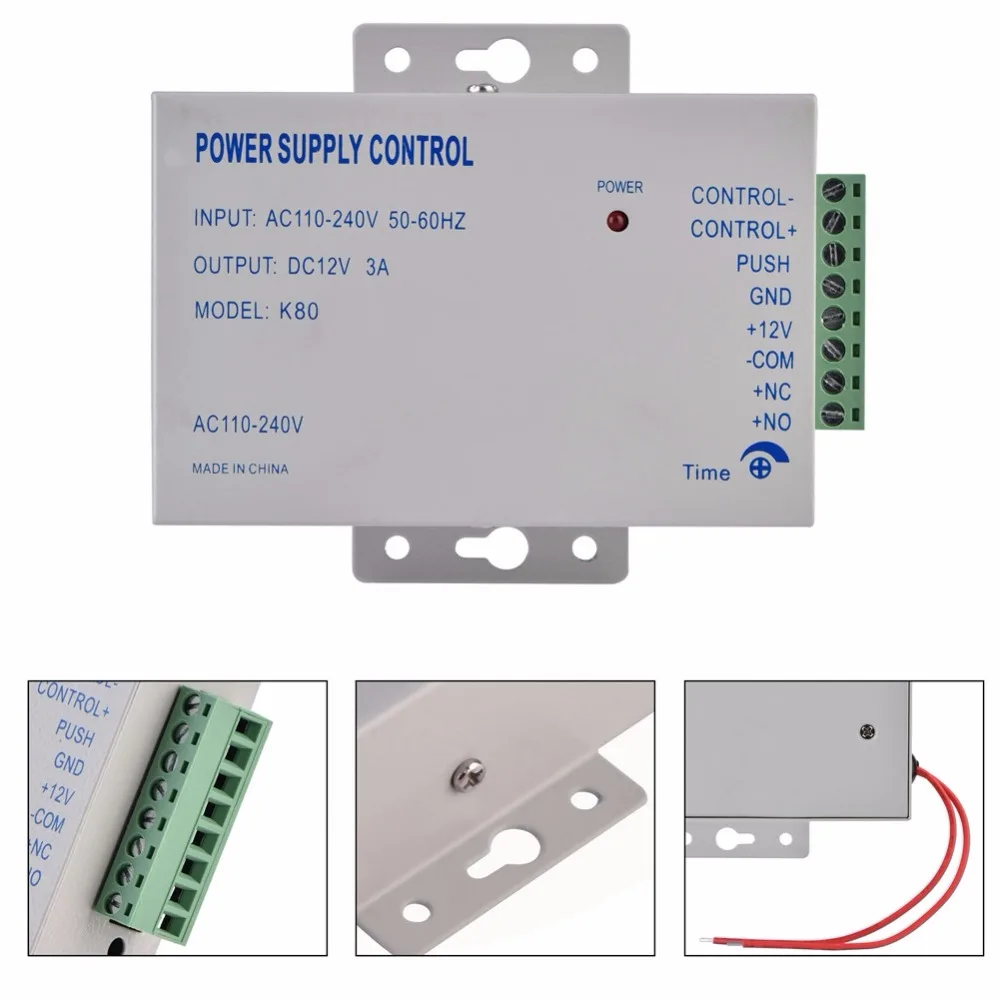 Вход AC110V-240V Выход DC 12V 3A 30W блок питания контрольный Лер для система контроля допуска к двери