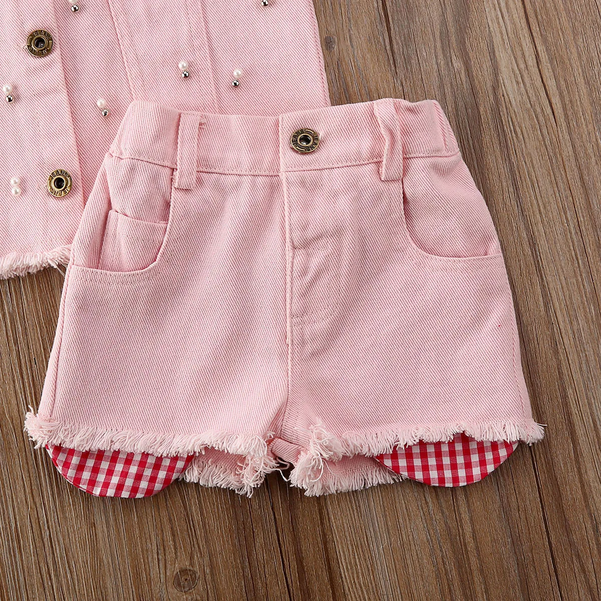 Комплект детской одежды из 2 предметов детская одежда для маленьких девочек Джинсовая одежда жилет топы, жилет+ шорты, детские штаны, костюм