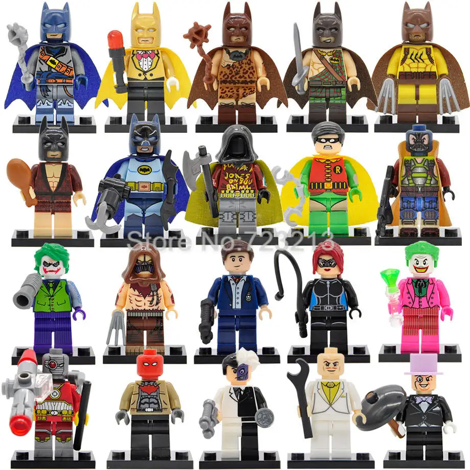 20 шт./лот фигурка супергероя набор DC Бэтмен Робин Джокер Марвел Мстители Человек-паук Строительные блоки Модель Кирпичи наборы игрушек
