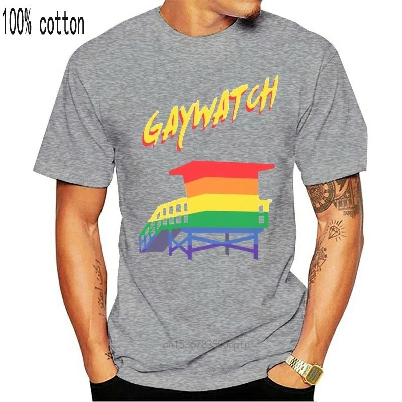 Футболка ЛГБТ Gaywatch с изображением башни забавная футболка прикольная Пляжная
