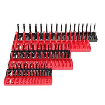 

1/4 1/2 3/8 PLASTIC SOCKET SET HOLDER RAIL RACK TRAY METRIC STORAGE 3/6PCS