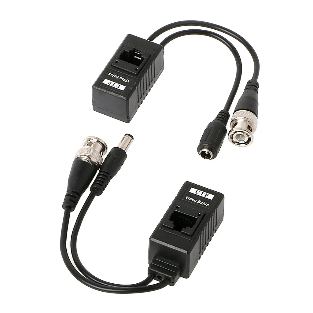 Fuente de alimentación de vídeo pasivo, transceptor de Audio Balun para cámara CCTV, BNC a RJ45, 1 par