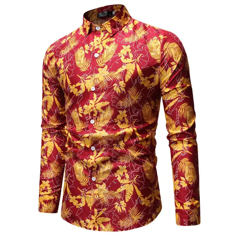 Гавайские мужские рубашки, новая мода, уникальный принт, Camisas Hombre, рубашка с длинными рукавами, Повседневная рубашка с цветами, Camisa Masculina
