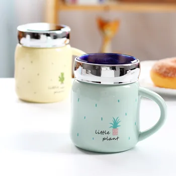 

Korean Lovely Ceramics Milk Glass Originality Trend Marc Cup Concise Cartoon Household Breakfast Cup Mirror Noodles Cup