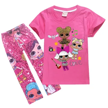 

Summer Toddler Girl Clothes Cute Children Kids Baby Girls Lol Clothes Short Sleeve Top T Shirt+Pant Outfit Clothing Set 4-12Y