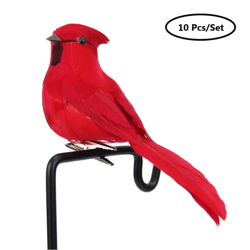 

12 Pcs Artificial Foam Feather Simulation Bird with Clips for Christmas Tree Dec Y5GB