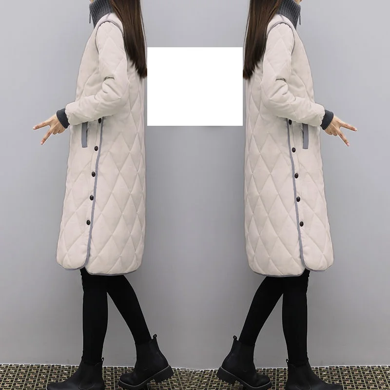 Women 2024 Autumn Winter New Down Padded Jacket Female Mid-length Korean Loose Cotton-padded Jacket The Knee Padded Jacket A432
