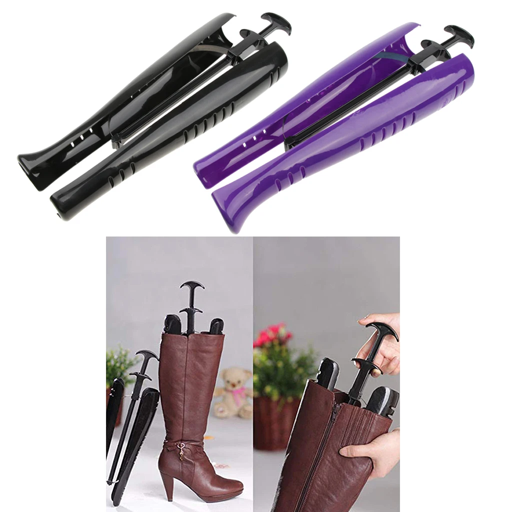 2pcs Lady Knee Length Boot Stretcher Automatic Shoe Tree Shaper With Handle