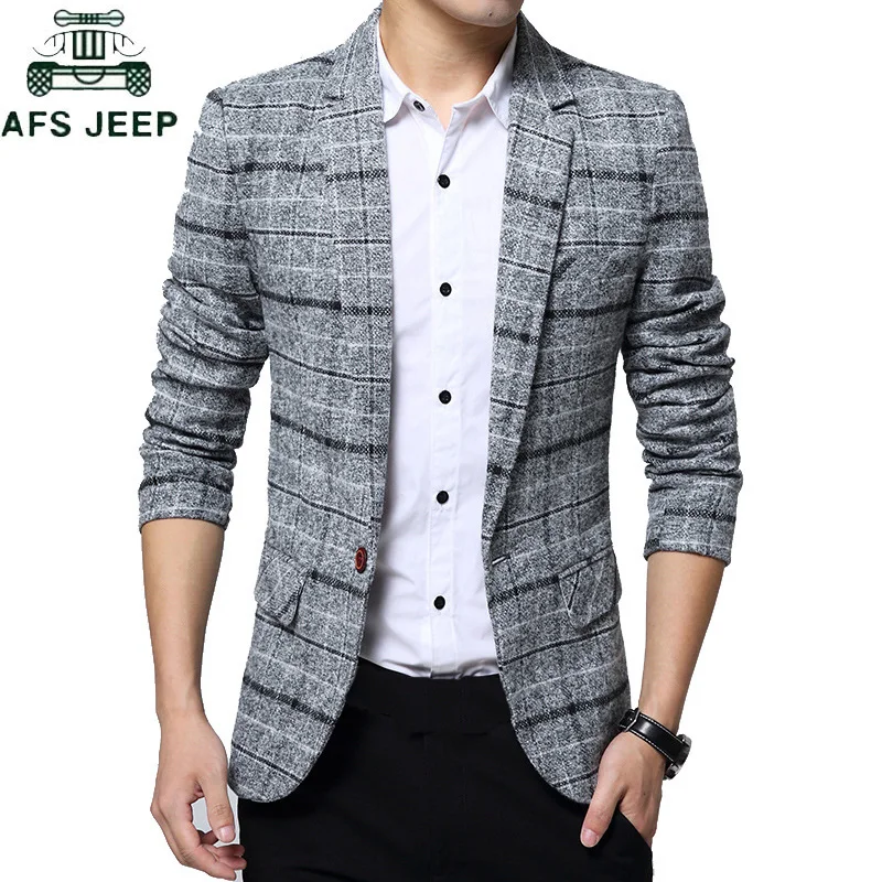 

2019 Men's Plaid Suit Jacket Spring Autumn Mens Blazers Male Casual Slim FIts Coat Brand Clothing Plus Size 5XL Blazer Masculino