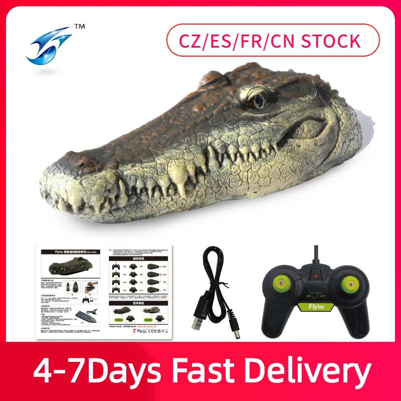 Waterproof Prank for Pools and Lakes 2.4G Remote Control Electric Racing Boat with Simulation Crocodile Head Spoof Toy Remote Control Boats-Simulation Alligator Head V005 RC Boat 
