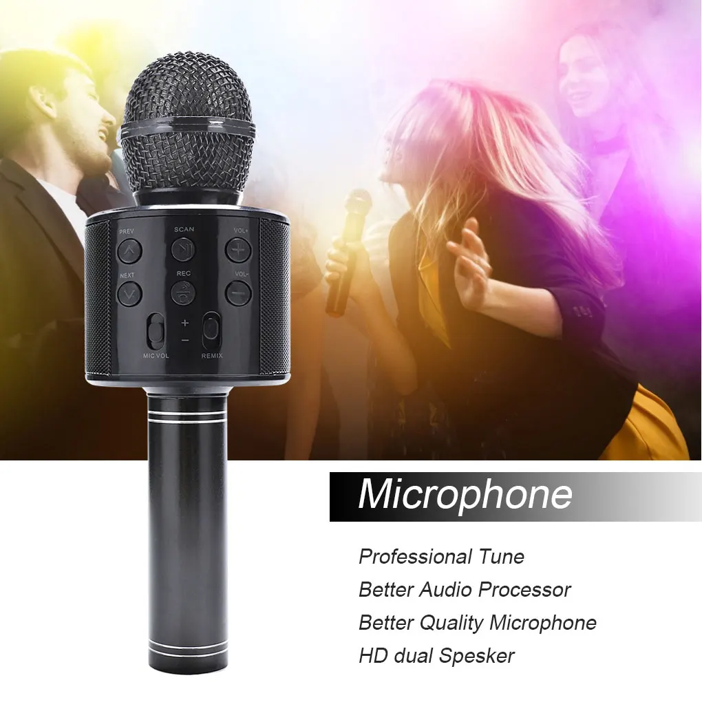 WS858 Portable Bluetooth Karaoke dj Microphone Wireless Professional Speaker Home KTV Handheld Microphone mikrofon karaoke microphone