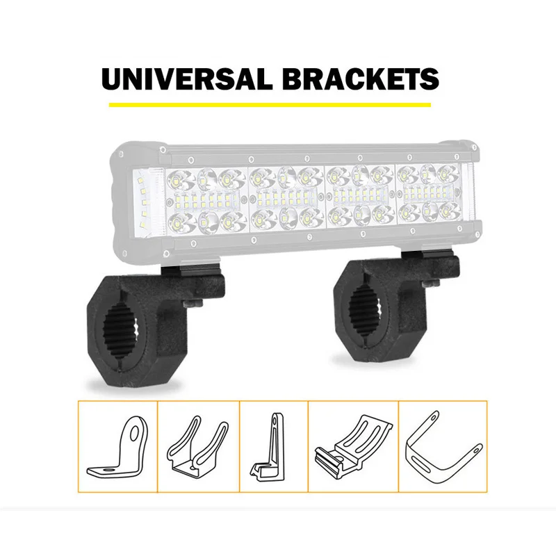 Off-Road Light Bar Mounting Brackets LED Light Horizontal Bar Tube Clamp Bull Bars Roof Racks Roll Cage Holder for ATV UTV