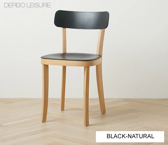 Black-Natural Современный классический модный популярный дизайн Лофт твердый бук деревянный красочный PP сиденье столовая в скандинавском стиле хороший боковой деревянный стул 1 шт - Цвет: Black-Natural