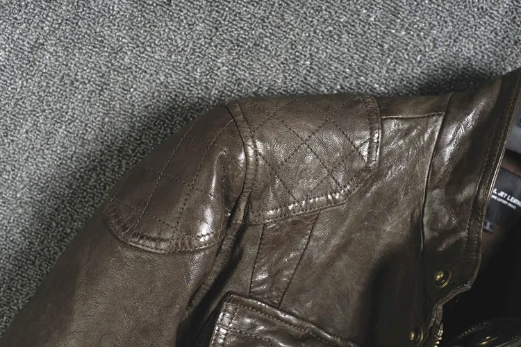 Мужской стиль сафари винтажная M65 куртка из натуральной кожи промытое растительное Дубление овчина Мужская мотоциклетная куртка Мужской кожаный плащ