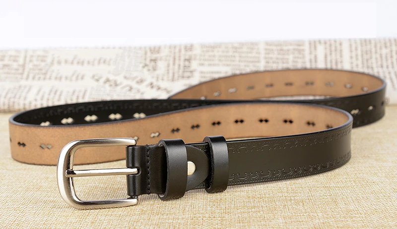 Deepeel 1pc 2.8*105-120cm Second-layer Leather Hollow Ladies Belt Fashion Wild Jeans Decorative Pants Leather Belt YB327