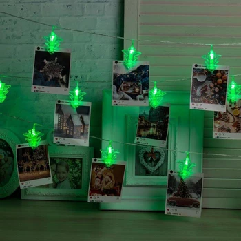 

Garland "Thread" 4.5 m with attachments "Clothespins-Christmas tree", IP20, transparent thread, 20 LED, green glow, fixing, 220 V