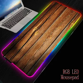 

MRGBEST Old Wood Brown Texture RGB Large Mouse Pad Gamer Led Computer Mousepad with Backlight Carpet for Keyboard Desk Mat Mause
