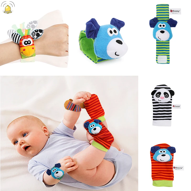 Newborn Baby Animal Watch With Wrist Strap Socks With Rattle Bell Newborn Baby Puzzle Early Education 1