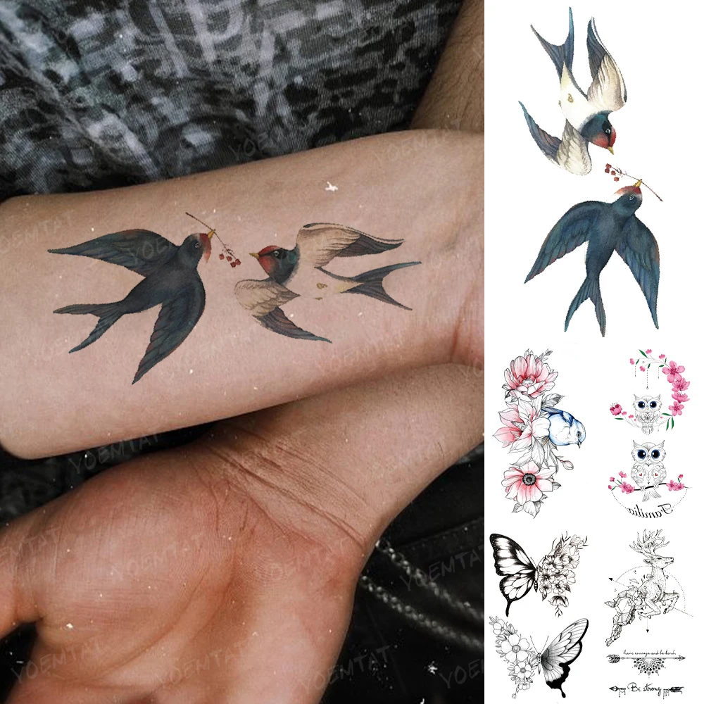Tatouage Hirondelle Qui S Envole Tatouage Temporaire À Transfert D'eau, Autocollant, Oiseau Hirondelle, 3d,  Animal Mignon Et Réaliste, Faux Tatouage Pour Femme, Homme, Enfant, Bras,  Art Corporel - Temporaire Tatouages - AliExpress